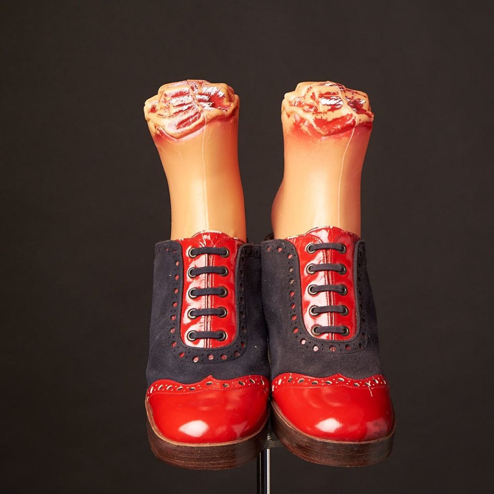 1970's Red and Blue Platform Tuxedo Mules Shoes
